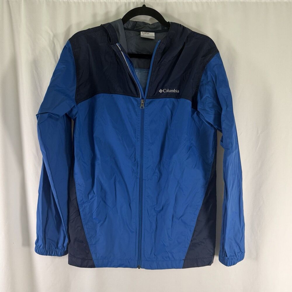 Columbia Windbreaker Jacket Boys XL 18/20 Blue Full Zip Long Sleeve Hooded